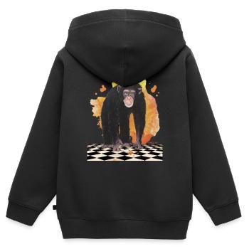 Schimpanse - Kinder Premium Organic Zip Hoodie - Schwarz - Hinten - AI Model Kid Male (0cm)