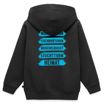 Ostsee Heimat Norddeutschland - Kinder Premium Organic Zip Hoodie - Schwarz - Hinten - AI Model Kid Male (0cm)