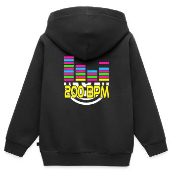 200 BPM Cool Retro Deejay DJ Designs T-Shirt - Sweat Premium à capuche zippé enfant bio - noir - Dos - AI Model Kid Male (0cm)