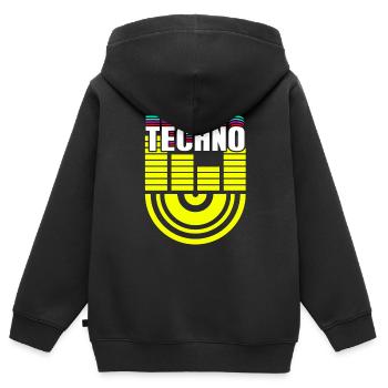 Retro Awesome TECHNO BPM Cool DJ Deejaying Designs - Sweat Premium à capuche zippé enfant bio - noir - Dos - AI Model Kid Male (0cm)