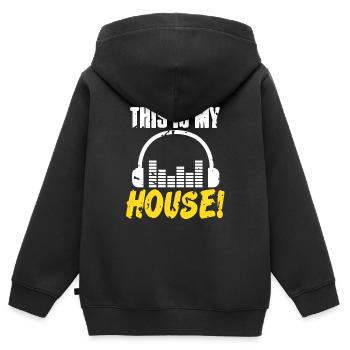 C’est ma maison! Cool Retro DJ Deejay Lover - Sweat Premium à capuche zippé enfant bio - noir - Dos - AI Model Kid Male (0cm)