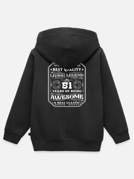 51 verjaardag 51 jaar man 51 jaar legendarisch 51 - Kinder Premium zip hoodie biologisch - zwart