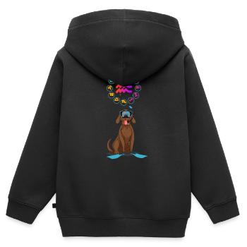 Drôle d’amoureux des chiens Horoscope Verseau Signe du zodiaque Jeu de mots - Sweat Premium à capuche zippé enfant bio - noir - Dos - AI Model Kid Male (0cm)