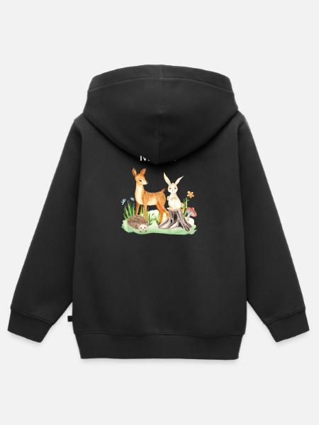 Animal deer rabbit hedgehog Maliya - Kids Premium Organic Zip-up Hoodie - black