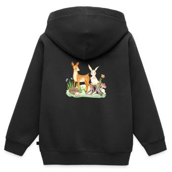 Animal deer rabbit hedgehog Lia - Kinder Premium Organic Zip Hoodie - Schwarz - Hinten - AI Model Kid Male (0cm)