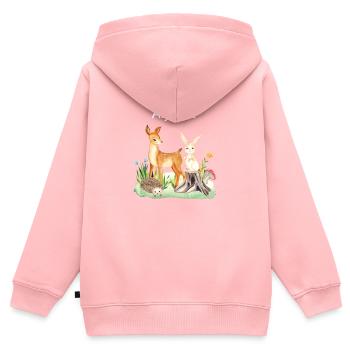Animal deer rabbit hedgehog Alyssia - Kinder Premium Organic Zip Hoodie - Rosa - Hinten - AI Model Kid Female (0cm)