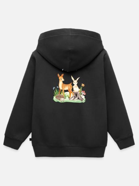 Animal deer rabbit hedgehog Alysia - Kids Premium Organic Zip-up Hoodie - black