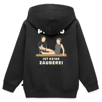 PHYSIO IST KEINE ZAUBEREI - Kinder Premium Organic Zip Hoodie - Schwarz - Hinten - AI Model Kid Male (0cm)