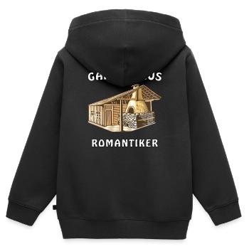 GARTENHAUS ROMANTIKER - Kinder Premium Organic Zip Hoodie - Schwarz - Hinten - AI Model Kid Male (0cm)