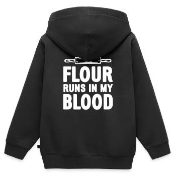 La farine coule dans mon sang Drôle de t-shirt Baker - Sweat Premium à capuche zippé enfant bio - noir - Dos - AI Model Kid Male (0cm)
