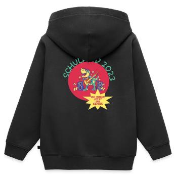 Schulkind 2023 Dino - Kinder Premium Organic Zip Hoodie - Schwarz - Hinten - AI Model Kid Male (0cm)