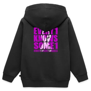 #Every1KnowsSome1 de sensibilisation à la violence domestique - Sweat Premium à capuche zippé enfant bio - noir - Dos - AI Model Kid Male (0cm)