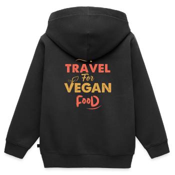 Vegan Lifestyle Essen Food Veganismus Reisen - Kinder Premium Organic Zip Hoodie - Schwarz - Hinten - AI Model Kid Male (0cm)