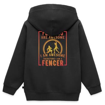 Lustiges Fechten sind tolle Schwertkämpfer Sport Wortspiel - Kinder Premium Organic Zip Hoodie - Schwarz - Hinten - AI Model Kid Male (0cm)