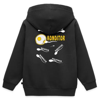 KONDITOR - Kinder Premium Organic Zip Hoodie - Schwarz - Hinten - AI Model Kid Male (0cm)