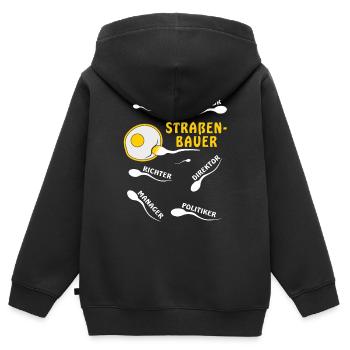 STRAßENBAUER - Kinder Premium Organic Zip Hoodie - Schwarz - Hinten - AI Model Kid Male (0cm)
