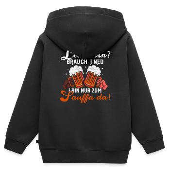 lederhosn brauch i ned i bin nur zum sauffa da - Kinder Premium Organic Zip Hoodie - Schwarz - Hinten - AI Model Kid Male (0cm)