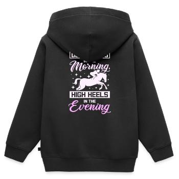 Down heels high heels horse riding - Kinder Premium Organic Zip Hoodie - Schwarz - Hinten - AI Model Kid Male (0cm)