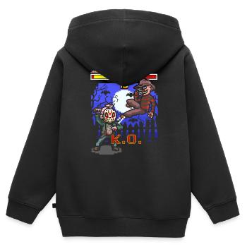 Halloween Gamer Arcade Fight Jason Freddy - Sweat Premium à capuche zippé enfant bio - noir - Dos - AI Model Kid Male (0cm)