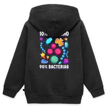 10 Mensch 90 Bakterien Biologie Wissenschaft - Kinder Premium Organic Zip Hoodie - Schwarz - Hinten - AI Model Kid Male (0cm)