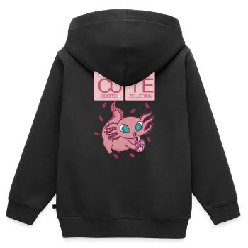 Doux axolotl animaux doux - Sweat Premium à capuche zippé enfant bio - noir - Dos - AI Model Kid Male (0cm)