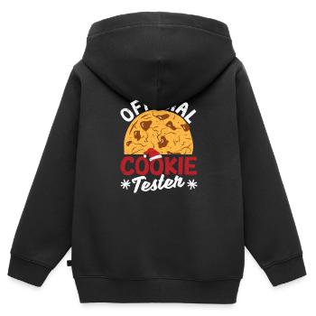 Équipe de boulangerie de Noël Pyjama Officiel - Sweat Premium à capuche zippé enfant bio - noir - Dos - AI Model Kid Male (0cm)