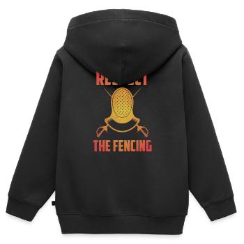 Respektiere den Fecht Degen Kampf Säbel Lustiger Fechter - Kinder Premium Organic Zip Hoodie - Schwarz - Hinten - AI Model Kid Male (0cm)