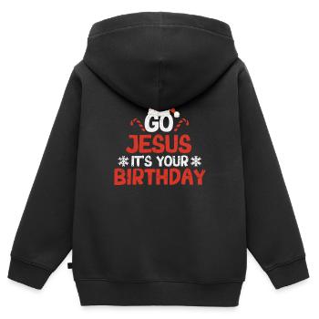 Christliche Religiöse Weihnachten PJs Go Jesus Its - Kinder Premium Organic Zip Hoodie - Schwarz - Hinten - AI Model Kid Male (0cm)