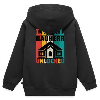 Level Bauherr Unlocked Bauherr Bauherren Bauherr - Kinder Premium Organic Zip Hoodie - Schwarz - Hinten - AI Model Kid Male (0cm)