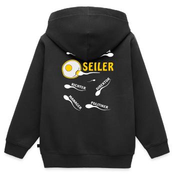 SEILER - Kinder Premium Organic Zip Hoodie - Schwarz - Hinten - AI Model Kid Male (0cm)