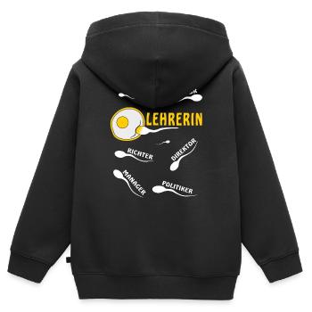 LEHRERIN - Kinder Premium Organic Zip Hoodie - Schwarz - Hinten - AI Model Kid Male (0cm)