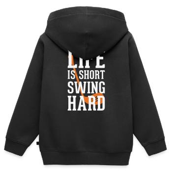Life is short swing hard - Kinder Premium Organic Zip Hoodie - Schwarz - Hinten - AI Model Kid Male (0cm)