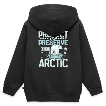 Protéger et préserver l’Arctique - Sweat Premium à capuche zippé enfant bio - noir - Dos - AI Model Kid Male (0cm)