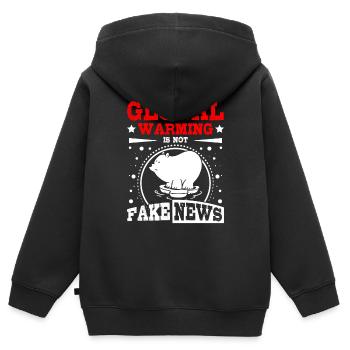 Global warming is not fake newas - Kinder Premium Organic Zip Hoodie - Schwarz - Hinten - AI Model Kid Male (0cm)