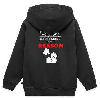 Everything is happening for a reason 3 - Kinder Premium Organic Zip Hoodie - Schwarz - Hinten - AI Model Kid Male (0cm)