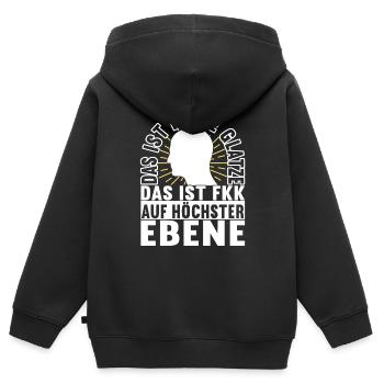 Glatze Glatzkopf - Kinder Premium Organic Zip Hoodie - Schwarz - Hinten - AI Model Kid Male (0cm)