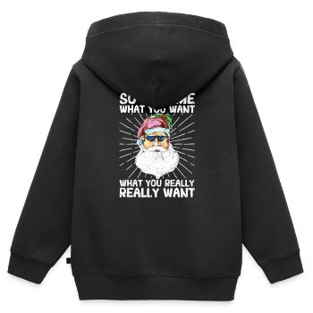 So Tell Me What You Want Xmas Santa Claus Funny - Kinder Premium Organic Zip Hoodie - Schwarz - Hinten - AI Model Kid Male (0cm)