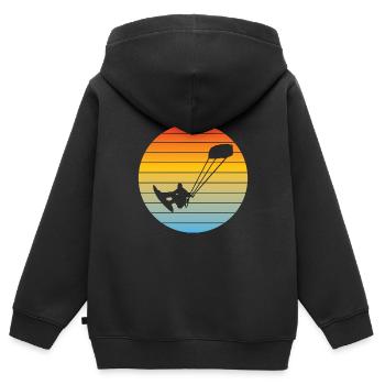 Kitesurfer Windsurfer Surf Windsurfing Cadeau - Sweat Premium à capuche zippé enfant bio - noir - Dos - AI Model Kid Male (0cm)