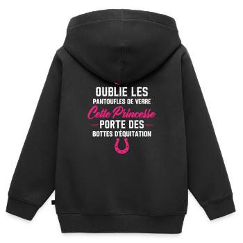 Cette Princesse Porte Des Bottes D'équitation - Sweat Premium à capuche zippé enfant bio - noir - Dos - AI Model Kid Male (0cm)