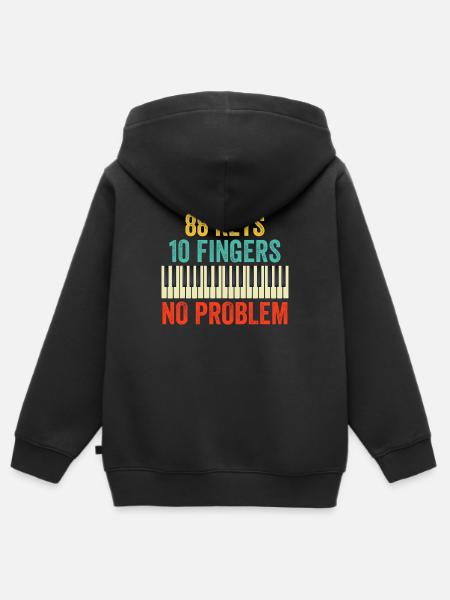 88 Keys Keyboard Piano Player Kids Piano Lover - Kids Premium Organic Zip-up Hoodie - black