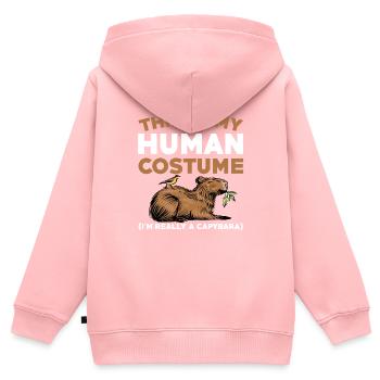 Capybara Menschliches Kostüm - Kinder Premium Organic Zip Hoodie - Rosa - Hinten - AI Model Kid Female (0cm)