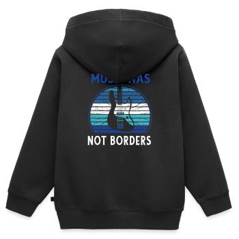 Musik hat keine Grenzen - Kinder Premium Organic Zip Hoodie - Schwarz - Hinten - AI Model Kid Male (0cm)