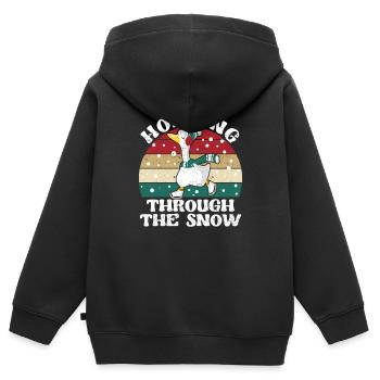 Klaxophons Oie de Noël Canard Klaxonnant à travers le - Sweat Premium à capuche zippé enfant bio - noir - Dos - AI Model Kid Male (0cm)
