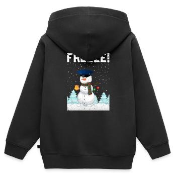 Policier Bonhomme de neige Police Navidad Policier Noël - Sweat Premium à capuche zippé enfant bio - noir - Dos - AI Model Kid Male (0cm)