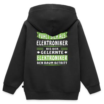JEDER FÜHLT SICH ALS ELEKTRONIKER - Kinder Premium Organic Zip Hoodie - Schwarz - Hinten - AI Model Kid Male (0cm)
