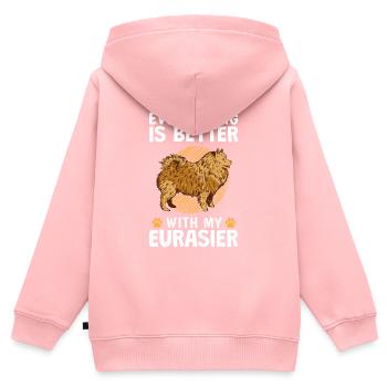 Tout va mieux avec un chien eurasien - Sweat Premium à capuche zippé enfant bio - rose - Dos - AI Model Kid Female (0cm)
