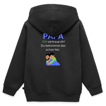 Papa Held - Kinder Premium Organic Zip Hoodie - Schwarz - Hinten - AI Model Kid Male (0cm)