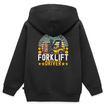 Chariot élévateur Conducteur de chariot élévateur - Sweat Premium à capuche zippé enfant bio - noir - Dos - AI Model Kid Male (0cm)