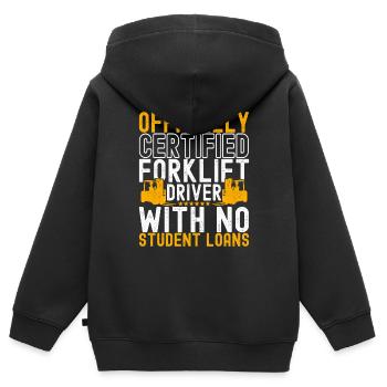 Chariot élévateur Conducteur de chariot élévateur - Sweat Premium à capuche zippé enfant bio - noir - Dos - AI Model Kid Male (0cm)