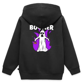 BOOMER Spirit *Joyeux Halloween* - Sweat Premium à capuche zippé enfant bio - noir - Dos - AI Model Kid Male (0cm)